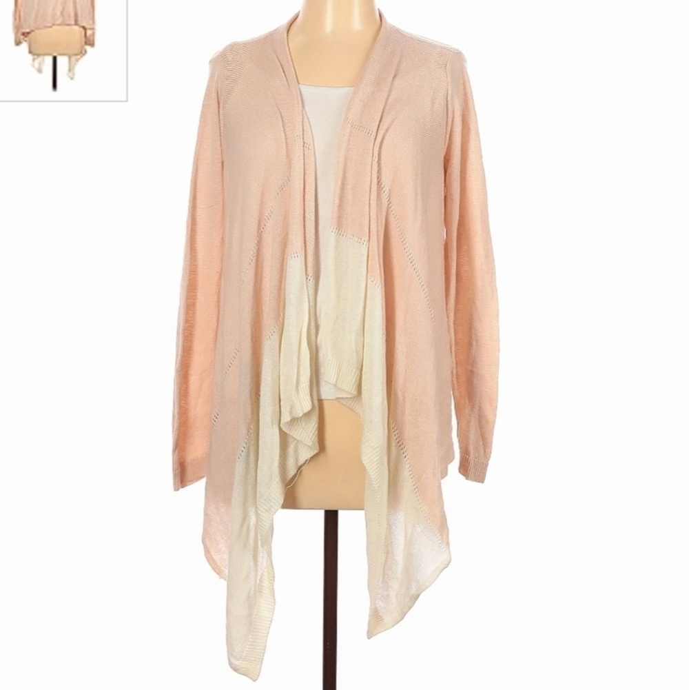 The Limited Peach Cream Open Waterfall Cardigan Women's Large L Wool Blend EUC